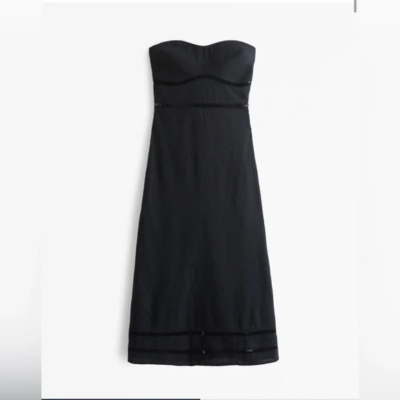 Abercrombie & Fitch | Dresses | Linenblend Strapless Lacetrim Midi Dress |  Poshmark
